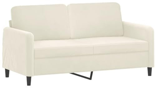 vidaXL Sofa 2-Sitzer, Loungesofa Couch mit Armlehnen Rückenkissen, Wohnzimmersofa Designsofa mit Metallgestell, Sitzmöbel Zweisitzer, Creme Samt