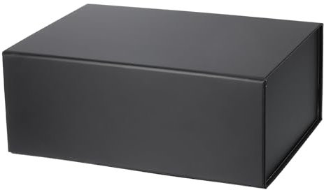 PATIKIL 10x7x4 Inch Gift Box with Lid, Magnetic Closure Collapsible Paper Rectangle Favor Boxes for Wedding Valentine's Day Birthday Gift Packaging, Black