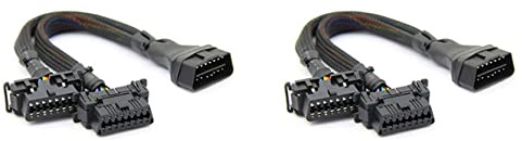 Fegtrty 2 x 2 in 1 OBD2 di prolunga OBDII a 2 femmina Splitter Car Computer Connessione Conversione Presa 30 cm