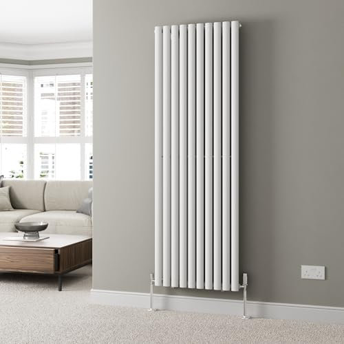 Radiant Living Designer Radiator Vertical White Oval Column Single Panel Rads 1800x600mm