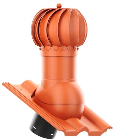 KRONO-PLAST Entlüfterkamin ROTOLINE 125 für Betondachziegel Creaton Heidelberg Dachziegel Lüfter Dachlüfter (Ziegelrot/klassikrot)