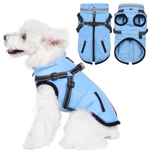 Savlot Hundemantel Wasserdicht Hundejacke Hundepullover mit Reißverschluss Kleine Hunde Winter Warme Jacke Winddicht 2 in 1 Outfit