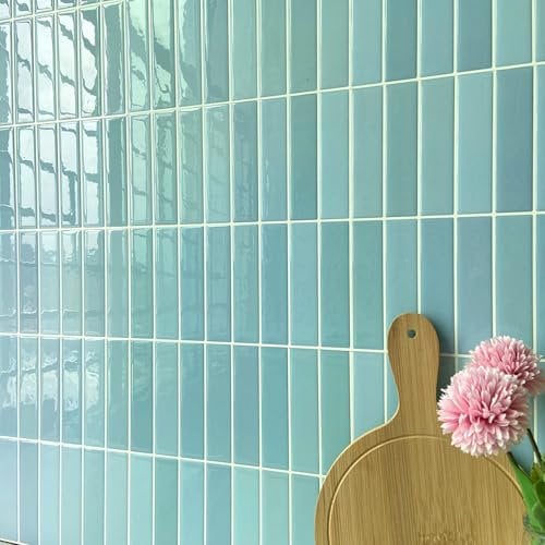 Alwayspon 3D-Vinyl-Wandfliesen-Aufkleber, selbstklebend, wasserfest, Spritzschutz, zum Aufkleben, für Küche, Badezimmer, Wand, 25,4 x 25,4 cm, Blau, 10 Bögen