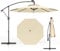 COSTWAY 3M Cantilever Garden Parasol, Hanging Offset Umbrella with 32/40 LED Lights & Solar Panel Batteries, Outdoor Water-proof Canopy Sunshade Shelter for Patio Balcony (Beige, without Sand Bag)
