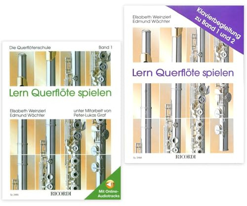 Lern Querflöte spielen Band 1 und Spielbuch 1 (SY 2485, SY 2488, 9783931788391, 9790204224883) mit Online-Audiotracks + Soundman Querflöten-Wischertuch (Starterset)