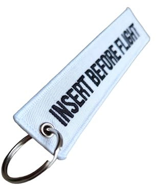 SenzaMa Portachiavi Moto Uomo Insert Before Flight con Anello Porta Chiavi in Resistente Tela Ricamata su Entrambi i Lati per Barca Auto Compatibile con Ducati Honda Bmw Ktm Kawasaki