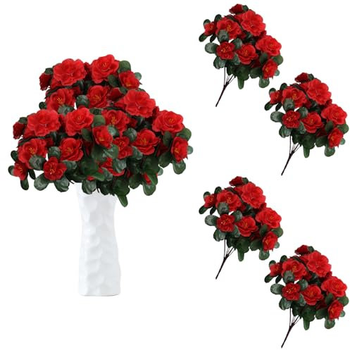 astylishome Unechte Blumen 84 Stücke Künstliche Blume Gefälschte Flowers Braut Hochzeit Bouquet für Hausgarten Geburtstag Party Home Wedding Dekor Rot Blühende 0510