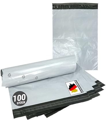 100 Stück Folienversandtaschen - strapazierfähig, blickdicht, reißfest, Polyethylen (LDPE), ideal für Kleidung, Dokumente und vieles mehr (50 µm - 400 x 500 mm)