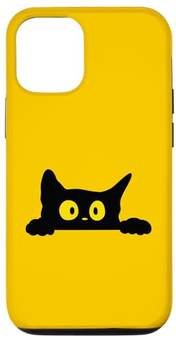 iPhone 15 Pro Halloween Peaking Cat With Yellow Eyes Case