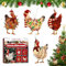 4 Stück Holz Weihnachtsanhänger Huhn,Christbaumschmuck Huhn,Weihnachtsbaumschmuck Huhn,Holz Hühner Weihnachtsanhänger Set,Hahn Weihnachtsschmuck Anhänger Deko,Weihnachtsbaum Anhänger