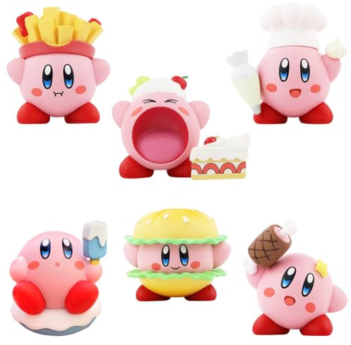 Ki-Rby Figures 6 PCS Ki-Rby Cake Toppers Mini Figures Set Cartoons Cupcake Figurines Desktop Ornaments for Children Party Cake Decoration -A