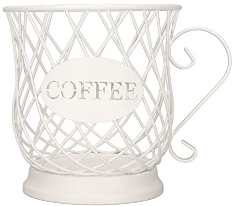 Porta cialde caffè, porta tazze K da bancone, cestello porta capsule caffè Accessori per bar caffè Organizzatore per tazze K di grande capacità (Bianco)