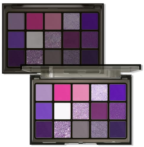 Beauty Glazed Palette di Ombretti 15 Colori in Mousse Shimmer, Ombretti Brillante e Metallizzato, Altamente Pigmentati per Trucchi Occhi - Make Up Lilla Violet