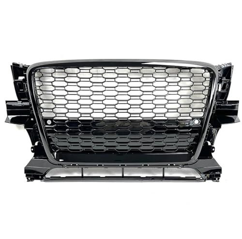 Grill Glanz Schwarz Doppelsteg Sport Kühlergrill Für Au&di Q5 SQ5 Sline 2009–2011, schwarzer Front-Sport-Honeycomb-Haubengrill Grill Schwarz Glänzend Doppel-Lamellen Grill