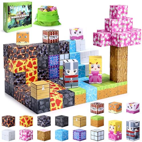 Mexgcom Magnetische Bausteine, 84 Stück Magnetic Building Zauberportal Set, Magnetische Bausteine Spielzeug Kinder, Magnetische Kleinkindspielzeug Spielzeug für Jungen und Mädchen ab 3 Jahren