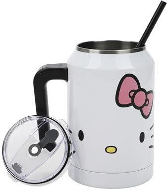 Hello Kitty Big Face - Bicchiere in acciaio INOX, 880 ml, colore: Bianco