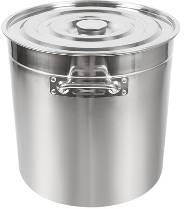 Qussse Olla de 50 litros para gastronomía, de acero inoxidable, con tapa, para cocinas de gas, cocinas eléctricas de inducción