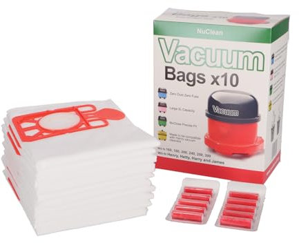 NuClean - Compatible with Henry, Hetty Hoover Bags - Replacement for NVM-1CH/907075 (10 Bags & 10 Freshners)