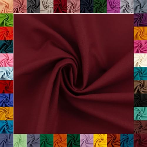Baumwollstoff HEIDE, 100% Baumwolle, 42 Uni-Farben, Coupons (keine Meterware), ca. 150 cm breit, ca. 160 g/m², Oeko-TEX Standard 100 (bordeaux, 1 m)