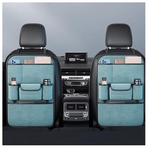 Rückenlehnenschutz Auto Kinder Für Audi A4 B6 Saloon, 2000-2004, Rückenlehnenschutz Organizer, Wasserdichter Rücksitzschutz, Autositz Organizer, viele Taschen schmutzabweisend, für alle Autositze(Luxu