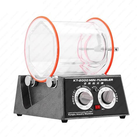 KT2000 Rotary Jewelry Polisher Tumbler Bead Surface Cleaner Drum Polisher With Bevel Timer 5kg Pour les débutants en bricolage