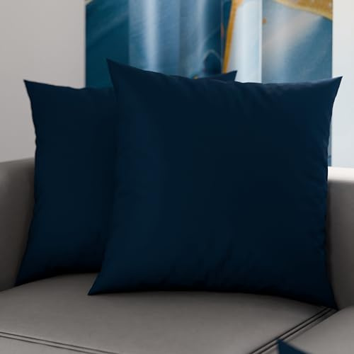 PETTI Artigiani Italiani - 2er-Set Kissenbezüge 60x60 cm aus Mikrofaser, Dekokissen-Bezüge für Schlafzimmer und Sofa, Set mit 2 Kissenhüllen, Einfarbiger Kissenbezug Blau, 100% Made in Italy