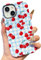 ECZOIL Compatible for iPhone 15 Case,Cute Aesthetic Trendy Bow Tie Pattern,Shockproof Hybrid Hard Back Phone Cover for Women-Blue Cherry