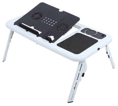 Laptop Desk for Bed, Lap Desks Notebook PC Folding Portable Car Sofa with Sliding Keyboard Tray Table Stand Cool Fan