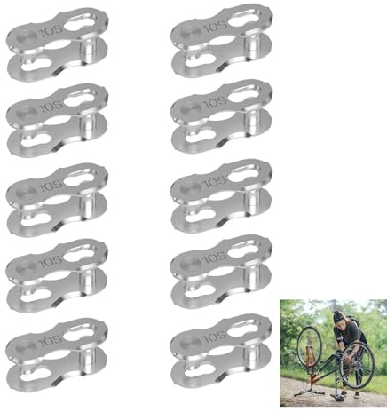 10 Paar Fahrradkettenglied 10 Fach, Kettenverschluss Fahrrad, Schnellverschluss Kettenglieder Stahl kompatibel mit Shimano 10-Fach Fahrradkette, Kettenschloss für MTB Trekkingrad Rennrad Reparatur