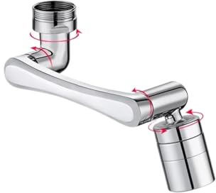 Stainless Steel Universal 1440°Swivel Robotic Arm Swivel Extension Faucet Aerator Kitchen Sink Extender 2Water Flow Mode for Kitchen(Silver-Dual-Mode)