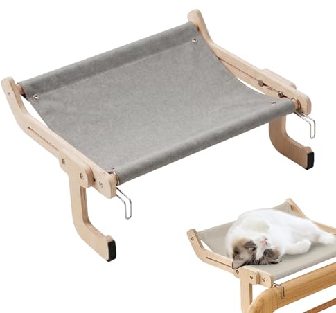 TOATELU Hamaca para ventana, hamaca para gatos, balcón, madera para gato, ventana, perchas, hamaca para gatos, cama para borde de cama, gatos, balcón, hamaca
