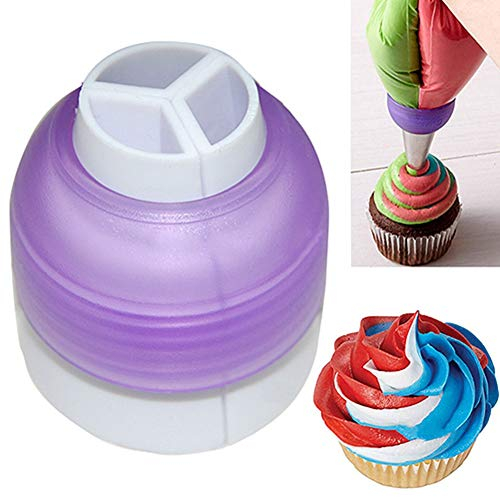 Adaptateur triple pour poche à douille, permet d'appliquer 3 glaçages de couleur différente en même temps, idéal pour la décoration de gâteau
