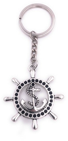 H-Customs Volant avec Ancre et Corde Porte-clés Pendentif en métal argenté
