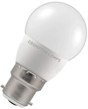 Crompton Lamps LED Golfball 5.5W BC-B22d Dimmable (40W Equivalent) 4000K Cool White Opal 470lm BC Bayonet B22 Round Frosted Light Bulb