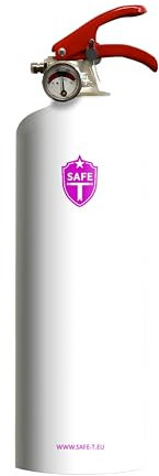 SAFE-T Haushaltsfeuerlöscher mit Pulver 1 kg für ABC-Brände – Originaler Haushalts-Feuerlöscher geeignet für Fahrzeuge, Wohnungen, Geschäfte, Büros – Zertifiziert nach Sicherheitsnormen (Weiß)