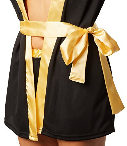 dressforfun Women’s Boxer Costume with shorts, top, hooded jacket, belt and boxing gloves (Gold L | No. 301821)