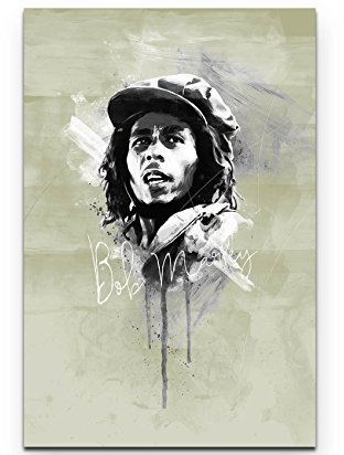 Paul Sinus Art Bob Marley III 90x60cm Splash Art Wandbild auf Leinwand naturfarbend