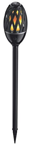 ◎Luceco - Stylish Rechargeable Led Torch - Simulates a Flame - Supplied with Pedestal and Modular Ground Spike - Water Resistant LEXFLAMEBK