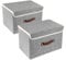 TYEERS Collapsible Storage Box with Lid, Fabric Storage Box for Clothes, Wardrobe Storage, 38x25x25 cm, Set of 2, Grey