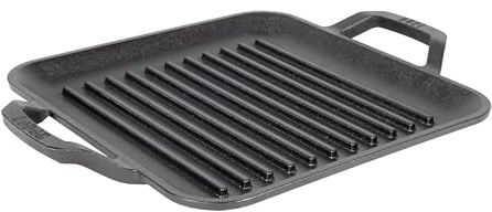 Lodge 11 Cast Iron Square Grill Pan - Chef Collection - Pre-Seasoned Cast Iron Pan - Versatile Cooking - Indoor & Outdoor Use - Incredible Heat Retention
