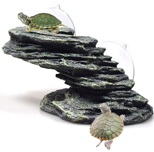 kathson Turtle Basking Plattform Schildkröte Dock Aquarium Landschaft Dekorative Kletterrampe Schiefer Kleiner Stein Ornament Felsen für Frösche, Molchen
