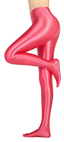 LEOHEX Glänzende blickdichte Strumpfhose Hohe Taille Sexy Strümpfe Yoga Hosen Training Damen Sport Leggings Fitness(XXL,Honeysuckle)