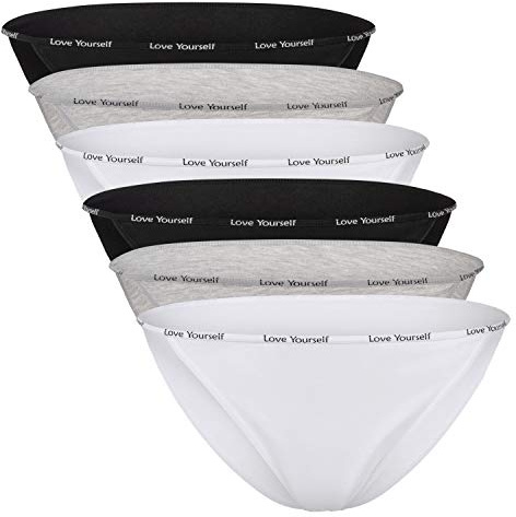 Celodoro Damen Slip (6er Pack) Unterhose mit schmalem Ziergummi und Schriftzug - Classic Mix S