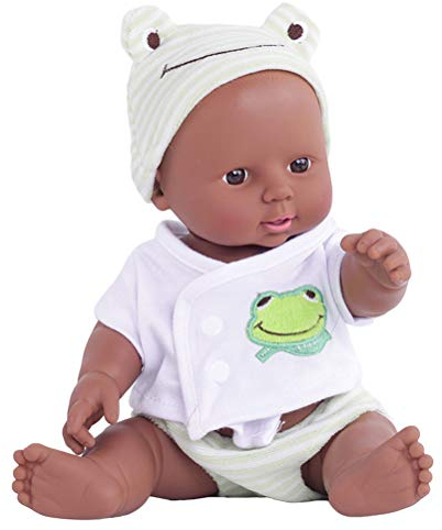 Stecto 12inch 30cm African Baby Doll Vinyl Newborn Baby Boy Doll with Clothing Hat Lifelike Baby Play Doll Newborn Baby Toys Birthday Gift for Kids Boys Girls