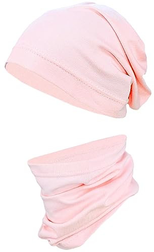 TupTam Kinder Beanie Mütze Schlauchschal Set Übergangszeit, Farbe: Rosa, Größe: 50-52