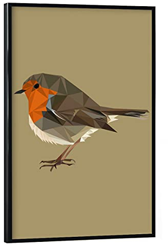 artboxONE Poster mit schwarzem Rahmen 90x60 cm Natur Rotkehlchen - heimischer Vogel - Bild rotkehlchen