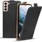 Verco Flip Cover für Samsung Galaxy S21 FE Case, Flipstyle Schutzhülle für Samsung S21 FE 5G Hülle Kunstleder Tasche vertikal klappbare Handyhülle, Schwarz