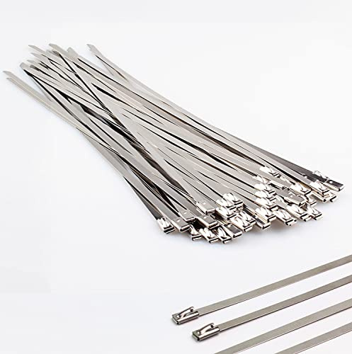 Edelstahl Kabelbinder, LUBAN Stahlkabelbinder 50 Stück 4,6 * 250mm, Edelstahl Metallkabelbinder mit Verriegelungsfunktion, Mehrzweck Stahlband