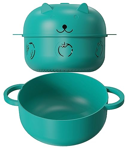 68 OZ Microwave Ramen Bowl, Noodle Cooker, Steamer for Cooking Food and Vegetables with Removable Strainer, Green