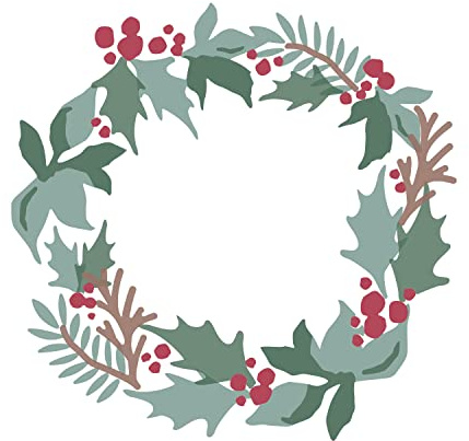 Sizzix Layered Stencils 4PK Holly Wreath - Four Buildable Layers, Festive Designs, for Sizzix Stencil & Stamp Tool